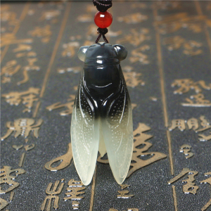 天然岫岩玉吊坠水沫玉吊坠女玉蝉男一鸣惊人岫玉知了雕刻墨玉坠