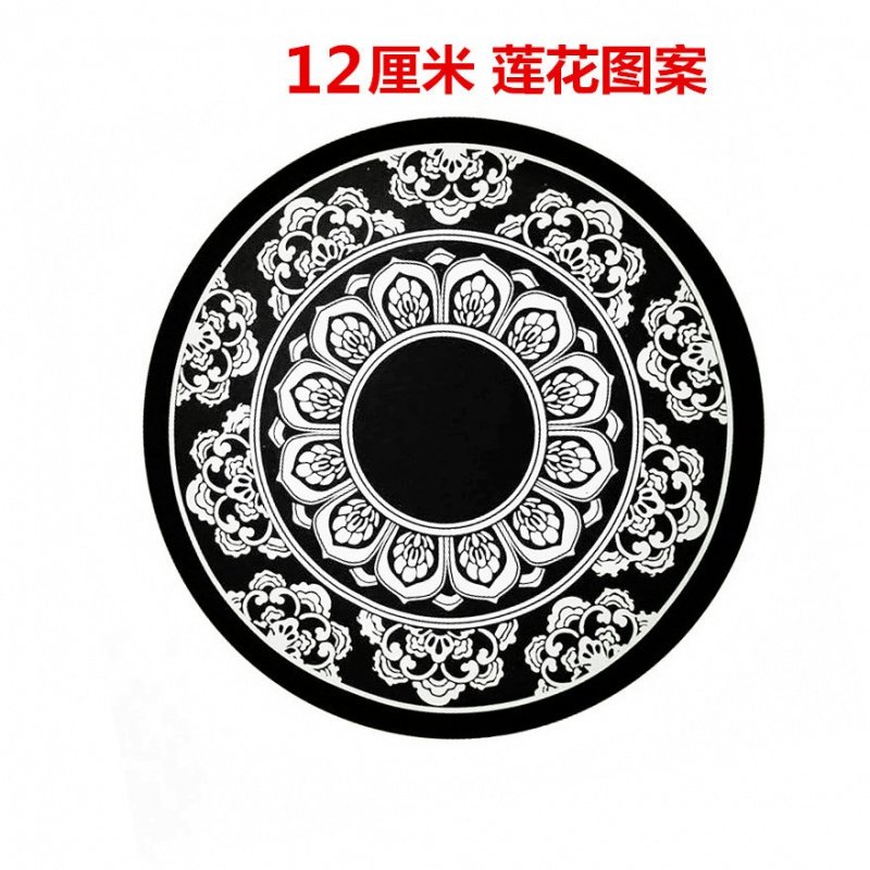 汽车摆件手机防滑垫耐高温圆形高粘止滑垫莲花图案青花瓷 12cm