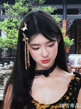 敬酒服结婚发饰治愈氛围花朵镶钻铃铛耳环新中式蝴蝶新款2026复古
