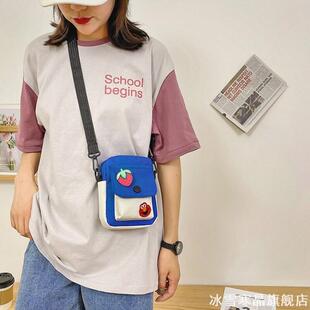 网红ins芝麻街帆布小包女学生韩系卡通休闲百搭斜挎单肩包