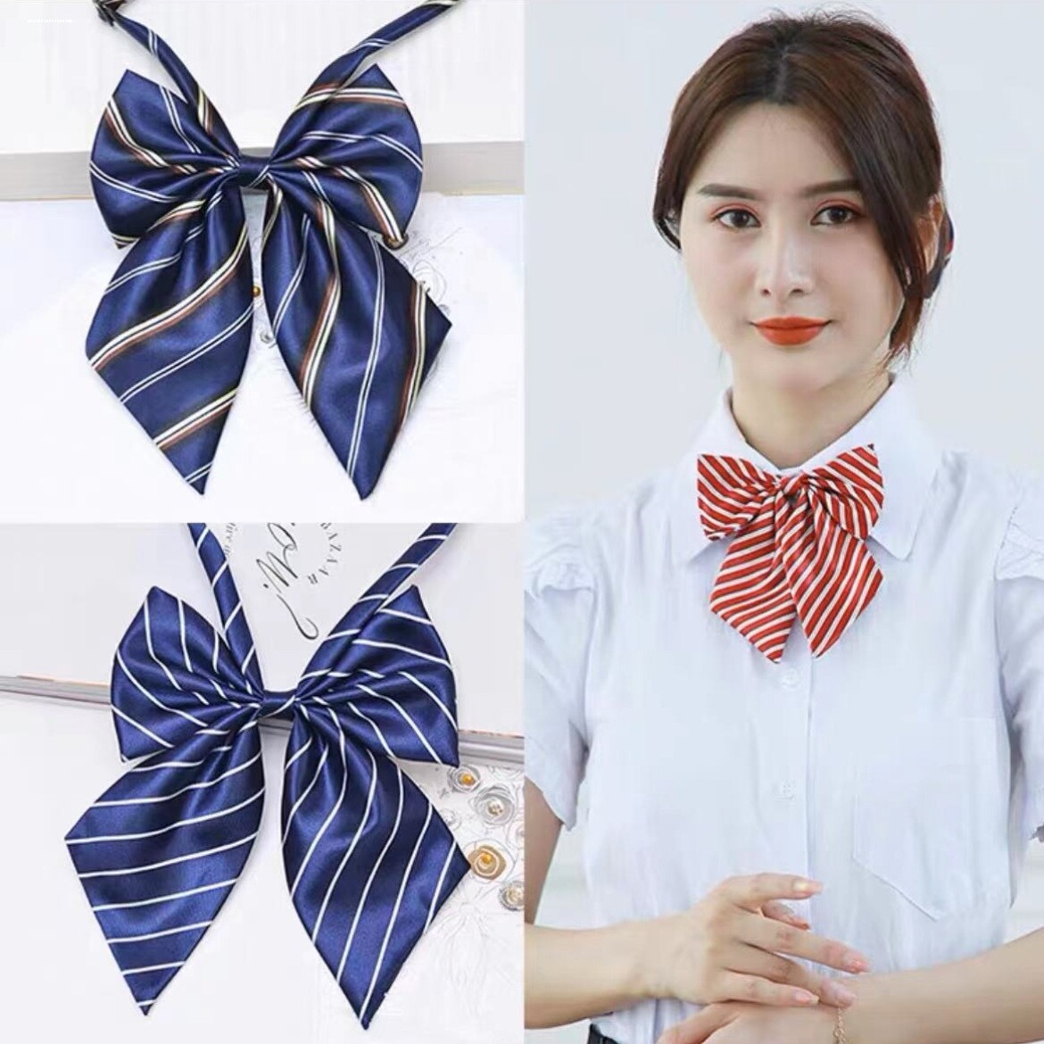 领花女职业银行空姐邮政工装衬衣领结酒店工作服免打系带蝴蝶装饰