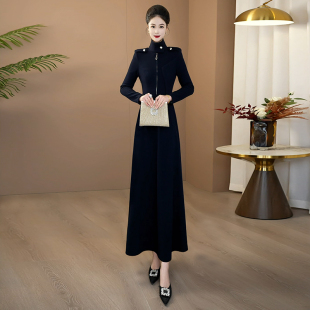 遮肉显瘦大摆长裙240 长袖 高级简约时尚 好看秋冬连衣裙2025新款