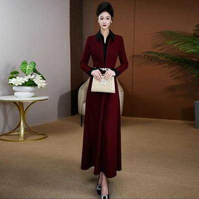 冬季长裙连衣裙收腰长袖高端