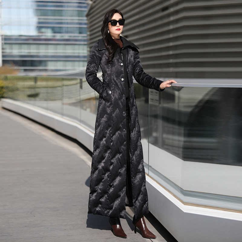 清仓高级感假两件羽绒服女款2023冬季新款时尚洋气白鸭绒长款6258