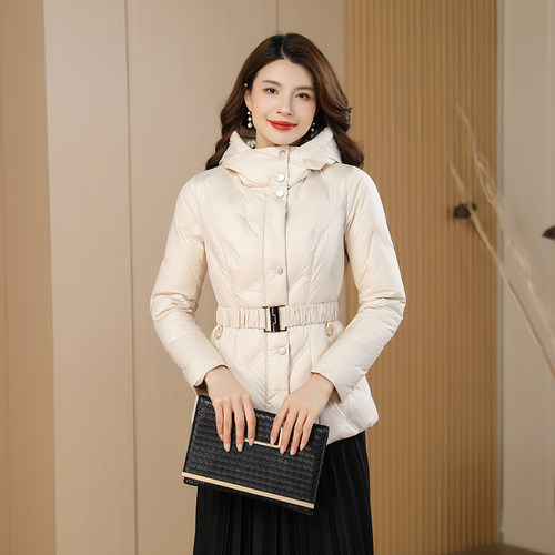园子靓衣气质白鸭绒短款羽绒服