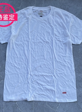 正品现货Supreme Tagless春秋叠穿打底黑白圆领小bogo纯棉短袖T恤
