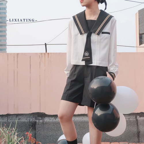JK制服原创短裤长袖水手服校供感