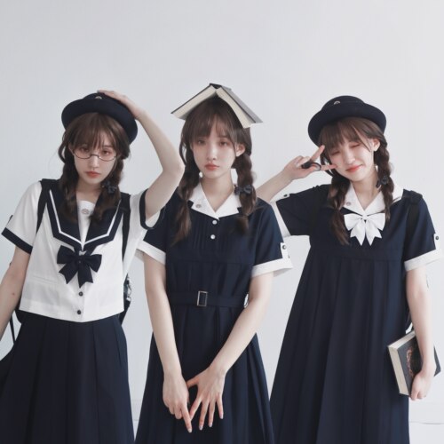栗下町盛夏服卡奶裙水手服套装