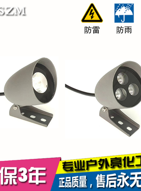 LED户外防水子弹头小射灯3W屋顶瓦楞灯 花园庭院景观照树投光灯