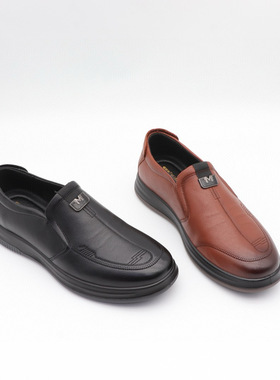 华尔泰2025秋款真皮一脚蹬防滑软底休闲男皮鞋正装鞋商务鞋36601