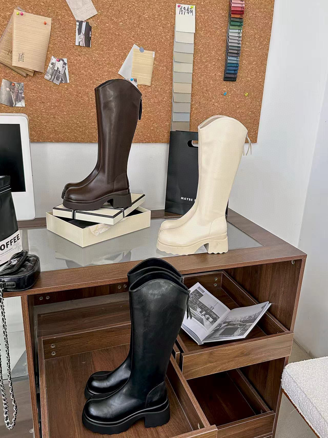 米新款2025秋冬厚底加绒高筒靴瘦瘦靴骑士靴弹力靴百搭女靴子