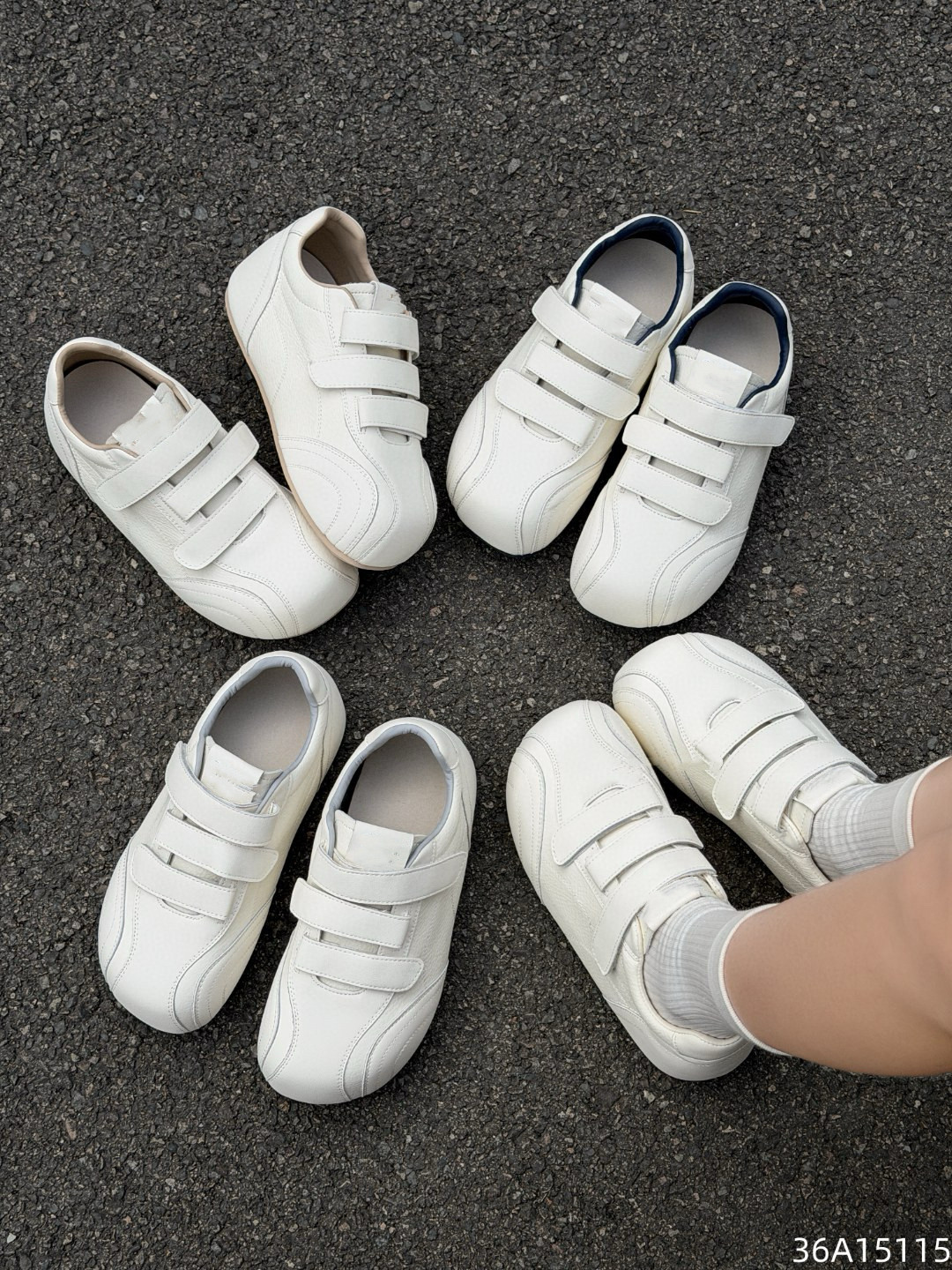 欧洲站2026春真皮平底小白鞋板鞋德训鞋魔术贴休闲运动鞋女15115,女鞋,时尚休闲鞋,淘宝优惠券,粉丝福利购,淘宝优惠卷