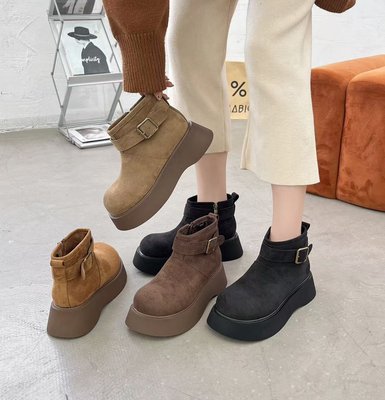 米新款2024冬英伦风厚底圆头加绒短靴切尔西舒适百搭马丁靴女8551