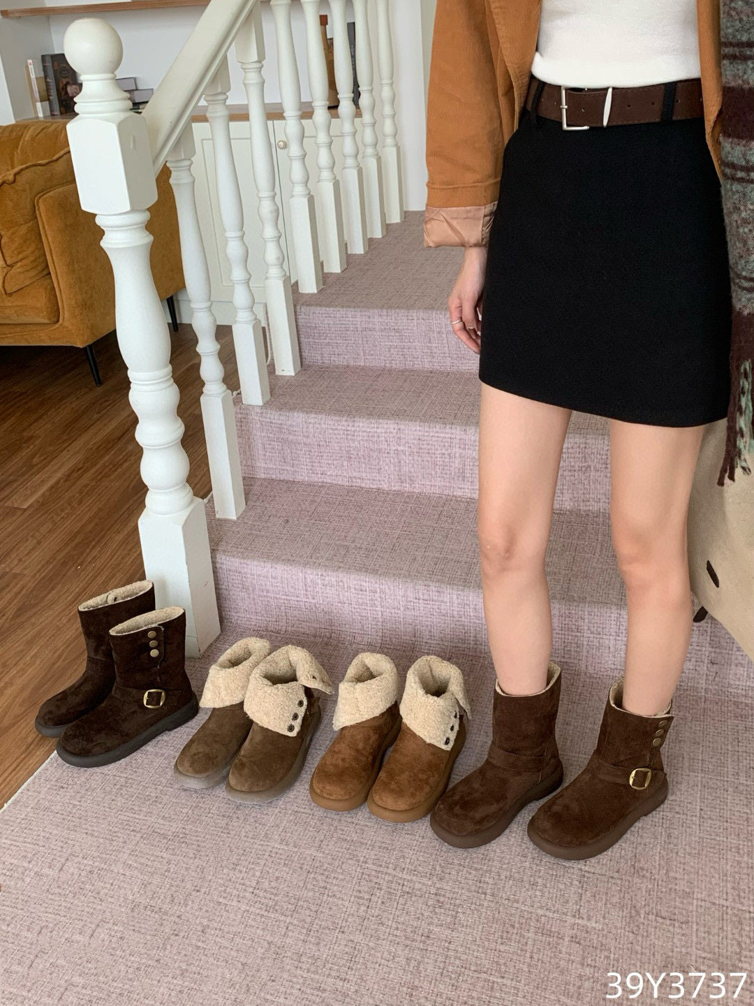 欧洲站2025秋冬英伦风加绒短靴切尔西舒适马丁靴保暖雪地靴女3737,女鞋,时装靴,淘宝优惠券,粉丝福利购,淘宝优惠卷