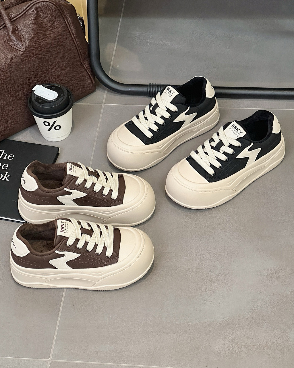 米新款2025秋冬松糕厚底加绒棉鞋板鞋保暖时尚面包鞋舒适休闲鞋女