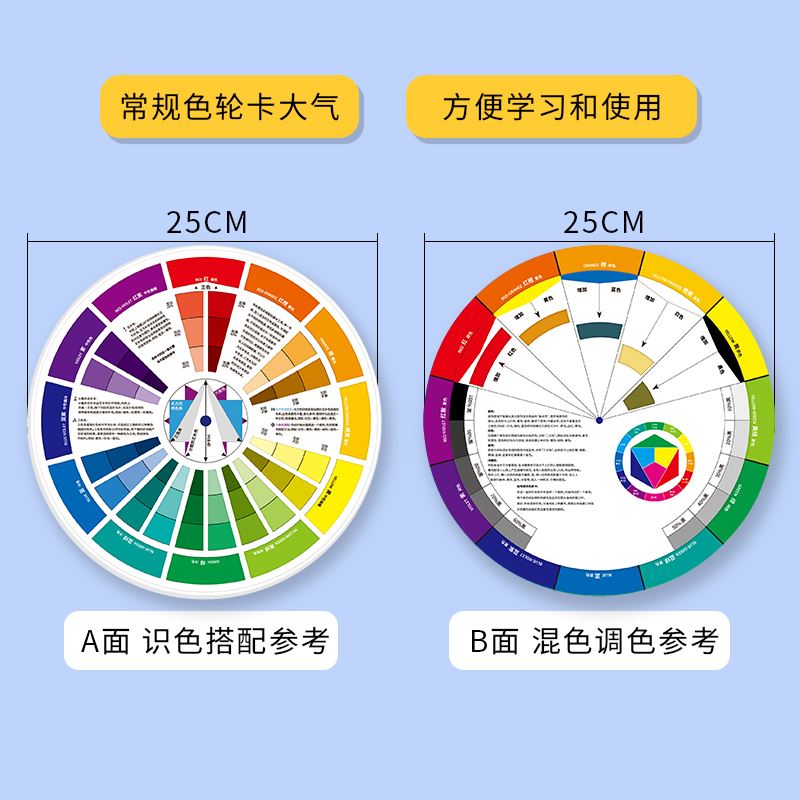 色轮卡12色相环 调色配色卡色轮表中文颜色彩搭配比例色盘卡设计师