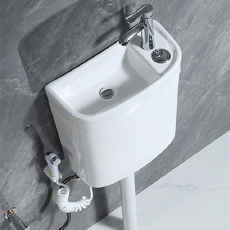 厕所家用陶瓷水箱带洗手盆一体整套装节能卫生间蹲坑蹲便器冲水箱