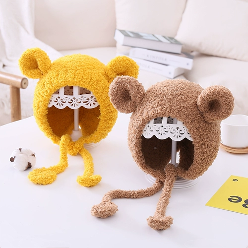 Детская демисезонная шапка, удерживающая тепло милая кепка для мальчиков, в корейском стиле, с медвежатами