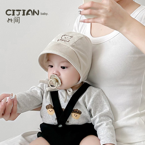 小月龄宝宝防风保暖宫廷帽