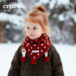 儿童三角巾秋冬款男女宝宝韩版围巾男童女童外出超可爱保暖围脖
