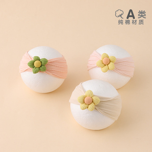 婴儿发饰春秋款宝宝韩版发带夏季薄款男宝护囟门帽女宝小花头饰