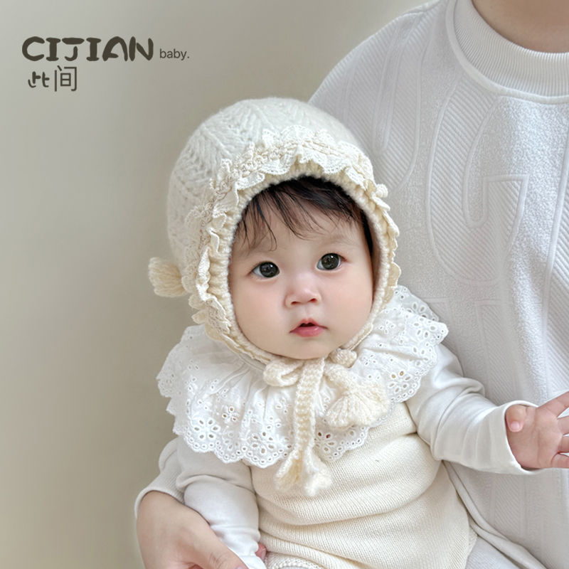 婴儿春季防风保暖针织套头帽