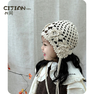 宝宝帽子秋冬季婴儿包头帽男宝女宝手工针织套头帽儿童保暖护耳帽