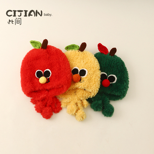 儿童毛绒帽秋冬季男女童保暖护耳帽加绒加厚防风针织套头帽保温帽