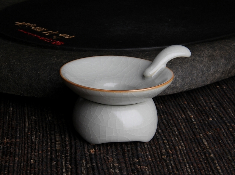 台湾柏采汝窑茶滤 冬青釉月白 柏采窑 JR-103E 如意茶漏汝瓷开片