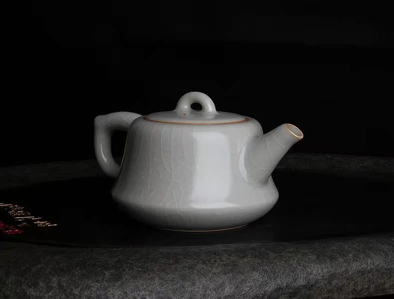 台湾柏采汝窑茶壶冬青釉月白 柏采窑 HR-132E 娴语壶开片汝瓷水壶