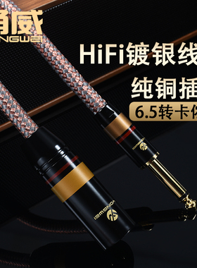 甬威 镀银6.35单声转卡农公音频线 6.5大二芯转xlr公线调音台功放