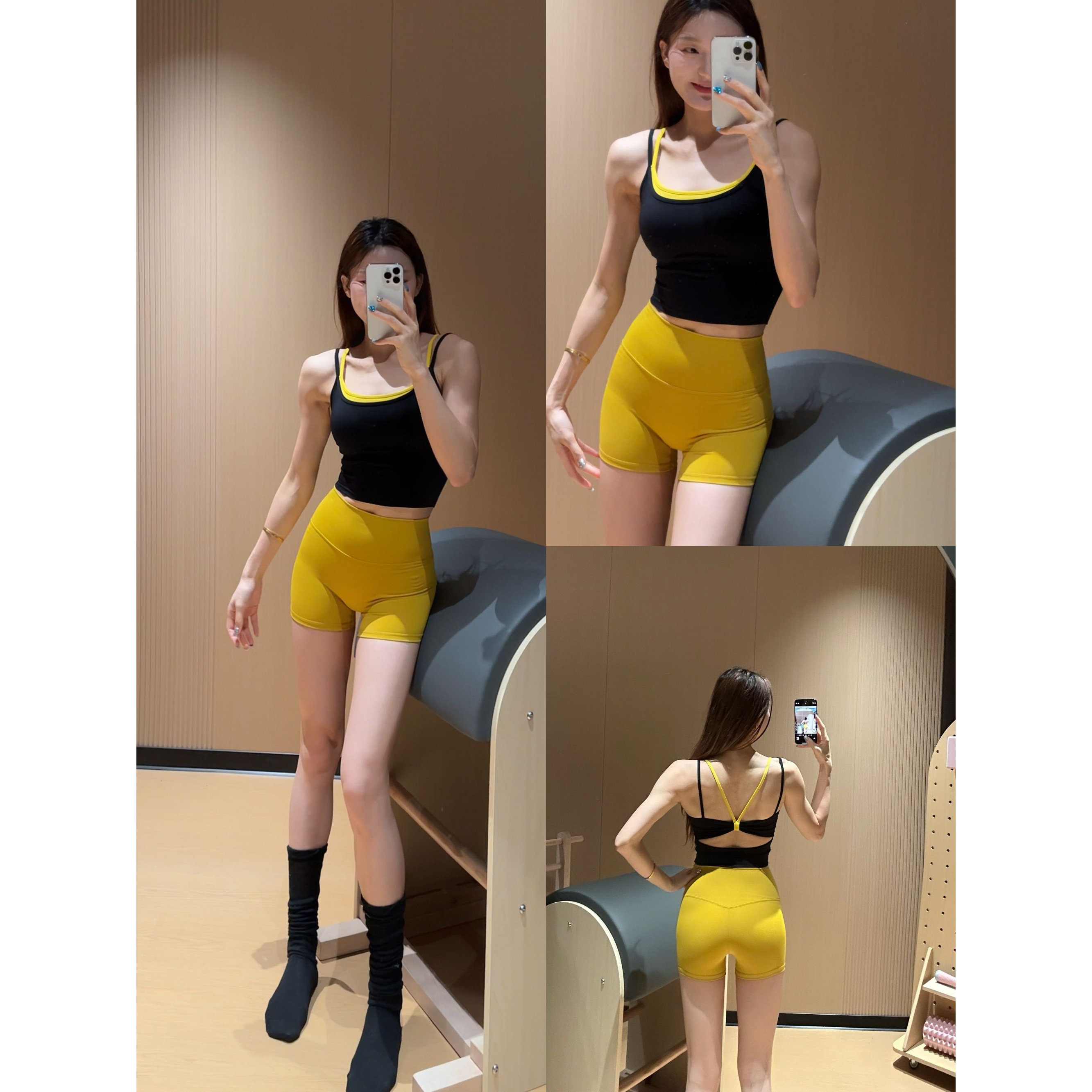 带胸垫瑜伽背心女外穿防震撞色文胸普拉提训练上衣健身内衣瑜伽服