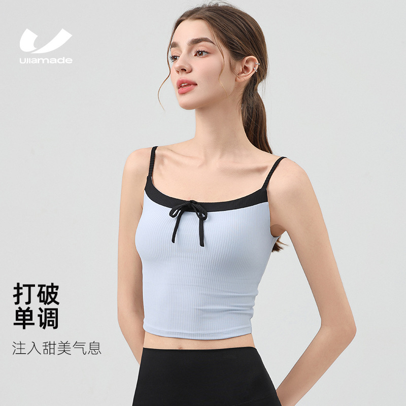 瑜伽服小众性感蝴蝶结运动背心