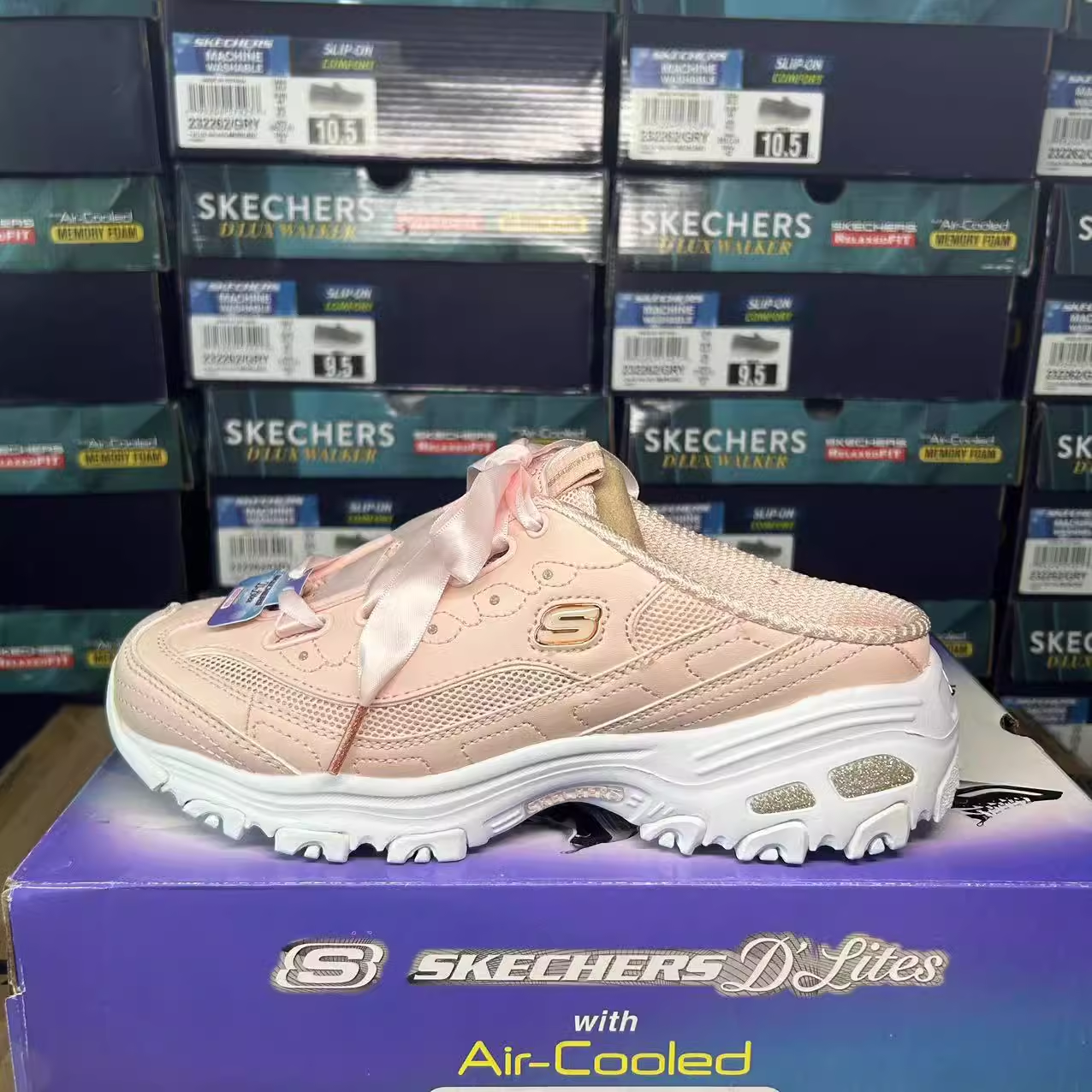 Skechers斯凯奇女鞋春夏新款厚底老爹鞋穆勒鞋小白鞋拖鞋66666282