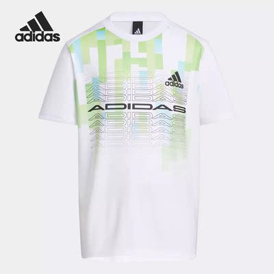 上新H Adidas/阿迪达斯三叶草大童新款舒适运动圆领T恤衫 HE2558