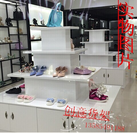 中岛展示柜圆形展柜包包鞋化妆品礼品母婴用品展示柜木质展示货架