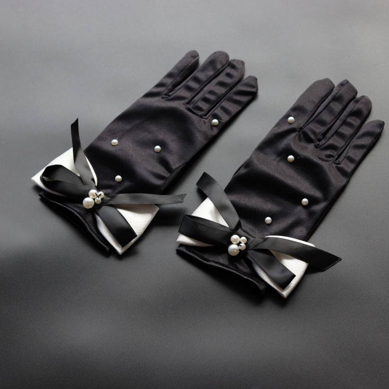 프랑스어 우아한 햅번 스타일 복고풍 장갑 신부 웨딩 드레스 다목적 활 짧은 여행 사진 스튜디오 액세서리