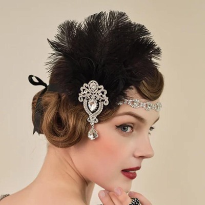 水钻发带960年代羽毛复古盖茨比