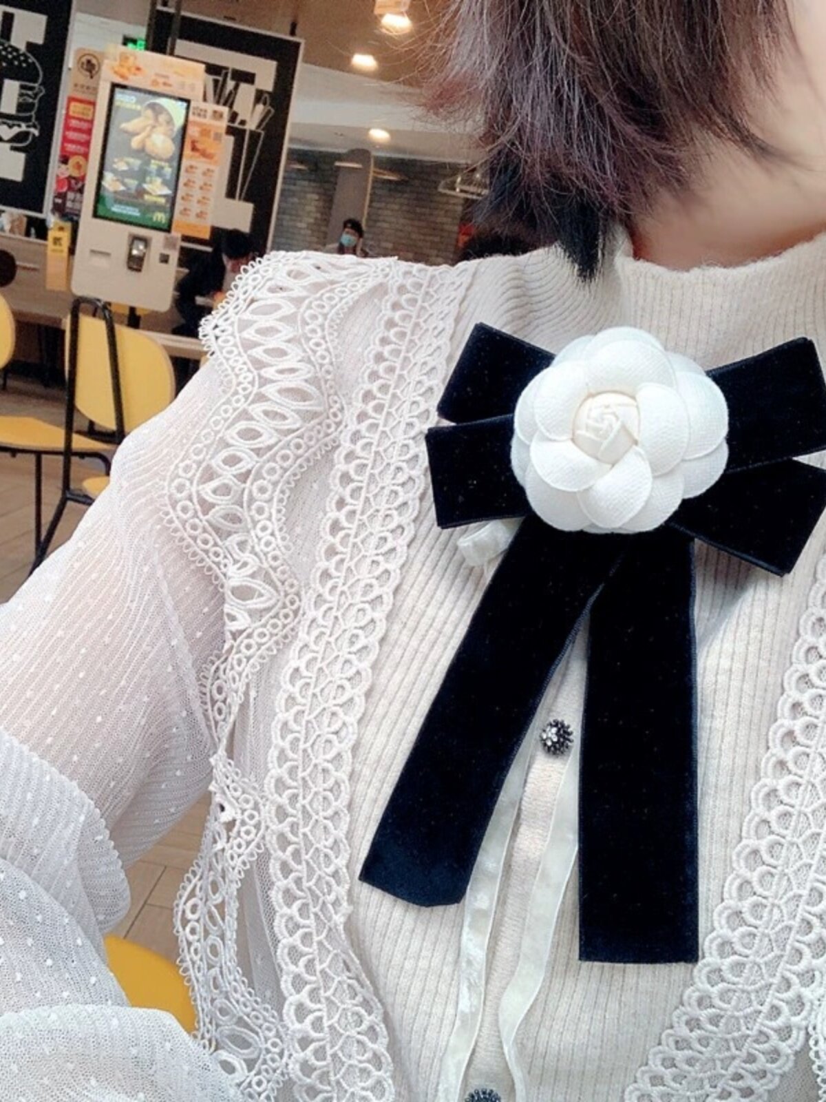 복고풍 스타일 동백 레이디스 칼라 꽃 활 장식 나비 넥타이 코사지 액세서리 다목적 스 트리머 브로치