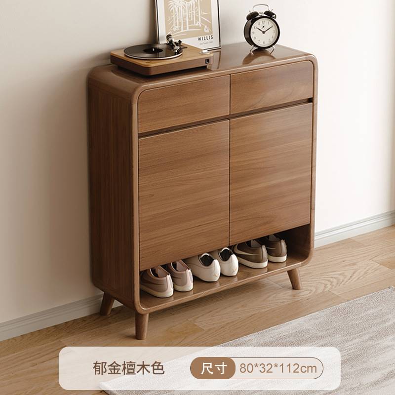 大容量实木色鞋柜家用门口楼道外玄关柜一体储物柜隔断入户门鞋架