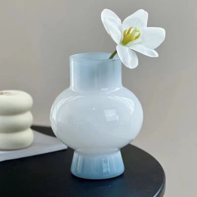 中古高颜值玻璃花瓶ins风冷灰色鲜花插花水养客厅摆件高级感花器