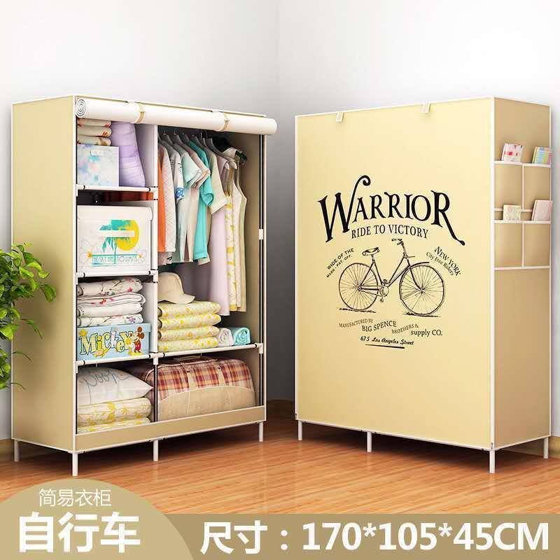 新款简易衣柜收纳柜布衣橱钢架加固时尚创意组合整理柜防尘简约