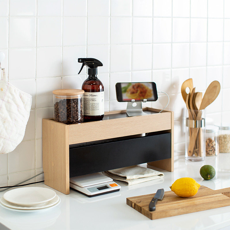 日本山业电源线收纳盒桌上置物架