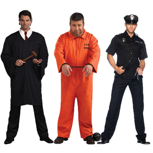 万圣节舞台演出服装 cos囚犯警察法官美国成人儿童派对橙色囚服装