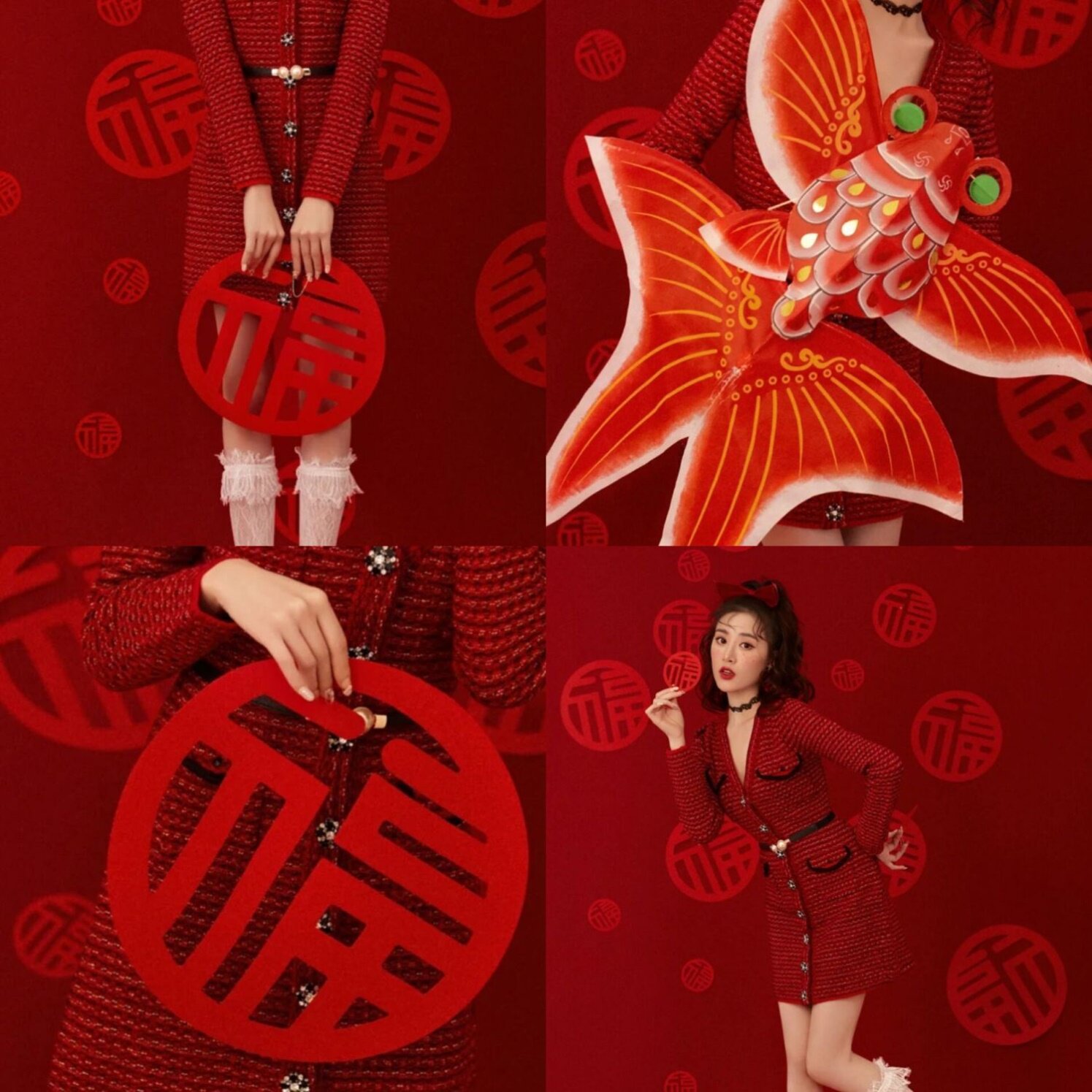 马年拍摄道具中国风风筝装饰摄影摆件新年主题影楼背景道具福字对