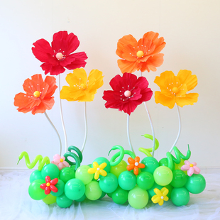 开学典礼布置仿真花朵立柱路引摆件教室装饰班级迎新场景立体纸花