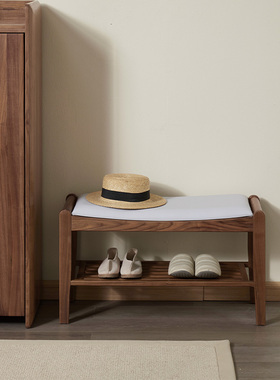 凯的新中式黑胡桃木全实木换鞋凳家用门口可坐式一体穿鞋凳可定制
