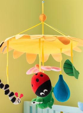 宜家克拉帕转转乐黄色新生益智玩具床挂件床铃毛绒布艺太阳花床挂