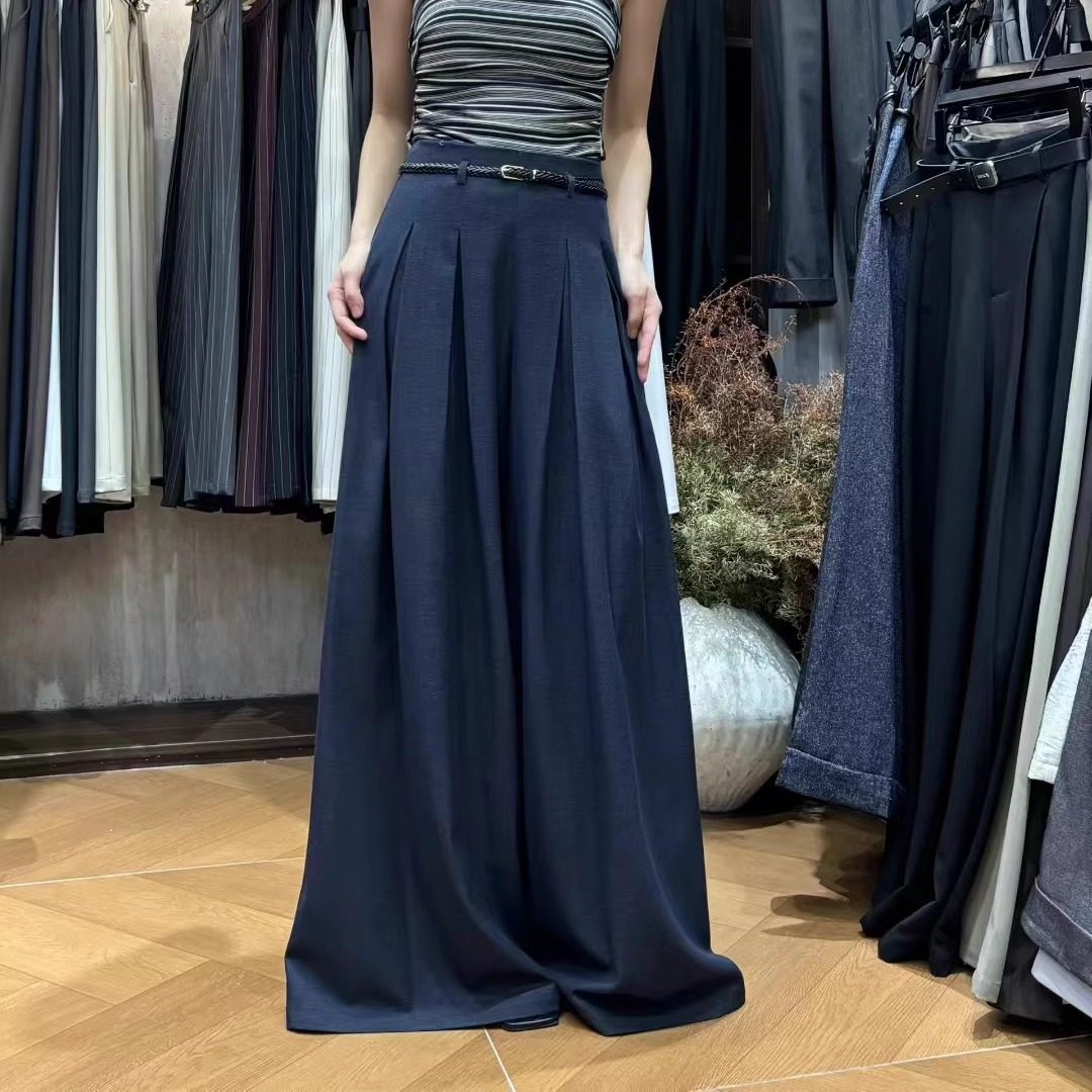 复古牛仔丝设计感压褶西装阔腿裤休闲裤秋季女高腰垂感拖地裤长裤,女装/女士精品,休闲裤,淘宝优惠券,粉丝福利购,淘宝优惠卷