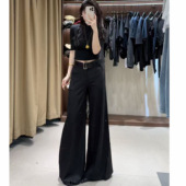 垂感显瘦宽松遮胯休闲极简风直筒裤 女春夏薄款 阔腿裤 黑色高腰西装